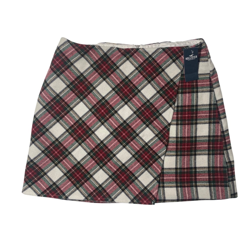 Hollister Ultra High Rise Holiday Plaid Wool Blend Mini Skirt Women's Medium